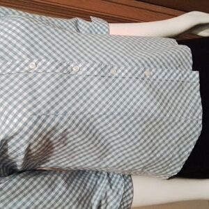 Izod blouse, size S/P, blue/white checked, long sleeves.